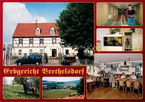 AK / Ansichtskarte Hohwald_Sachsen Gaststaette Restaurant Erbgericht Berthelsdorf Kegelbahn Reiten Landschaftspanorama Hohwald Sachsen