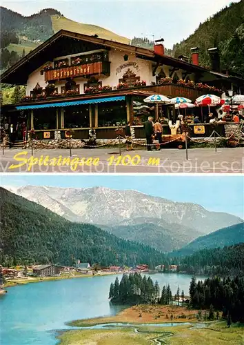 AK / Ansichtskarte Spitzingsee Postgasthof und Seecafe St Bernhard Bergdorf mit Sonnwendjoch Spitzingsee