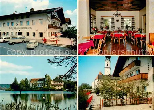 AK / Ansichtskarte Hoeslwang Gasthof Pension zur schoenen Aussicht Gaststube Seepartie Kirche Hoeslwang