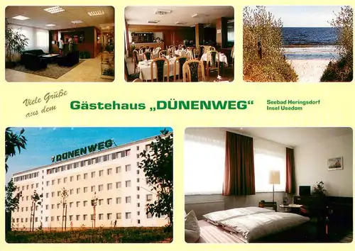 AK / Ansichtskarte Heringsdorf_Ostseebad_Usedom Gaestehaus Duenenweg Rezeption Gastraum Strand Zimmer Heringsdorf_Ostseebad