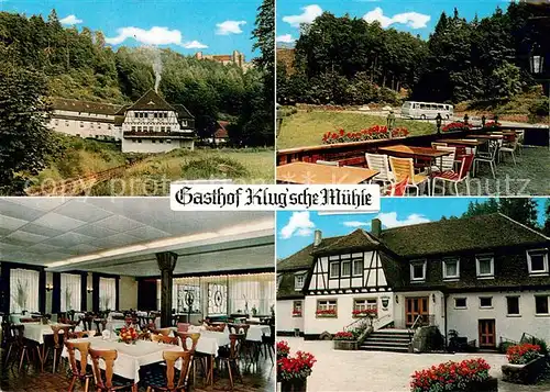 AK / Ansichtskarte Trippstadt Gasthof Klugsche Muehle Terrasse Gastraum Trippstadt