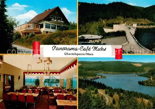 AK / Ansichtskarte Schulenberg_Oberharz Panorama Cafe Muhs Gaststube Okertalsperre Fliegeraufnahme Schulenberg_Oberharz