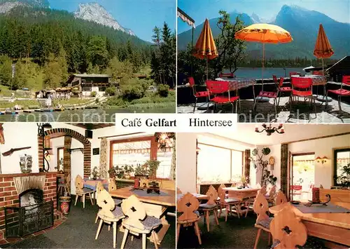 AK / Ansichtskarte Hintersee_Berchtesgaden Cafe Pension Gelfahrt Gastraum Terrasse See Alpen Hintersee Berchtesgaden