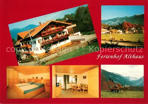 AK / Ansichtskarte Oberthalhofen_Allgaeu Ferienhof Althaus Fremdenzimmer Landschaftspanorama Allgaeuer Alpen Kutschfahrten Oberthalhofen Allgaeu