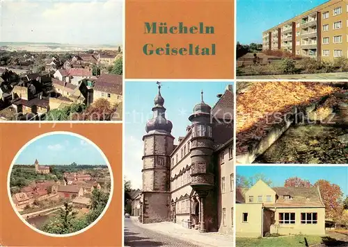 AK / Ansichtskarte Muecheln uebersicht St. Micheln Rathaus Neubauten Geielquelle Konsum Gaststaette Geiselquell Muecheln