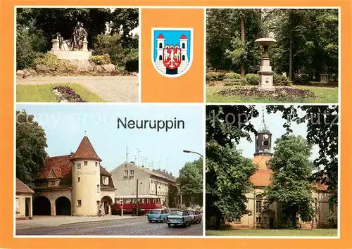 AK / Ansichtskarte Neuruppin Fontane Denkmal Tempelgarten Bahnhof Rheinsberger Tor Pfarrkirche St. Marien Neuruppin