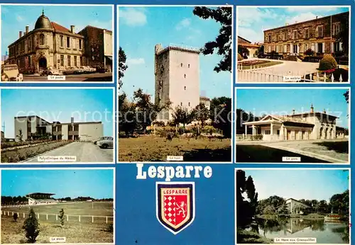 AK / Ansichtskarte Lesparre Medoc Poste Polyclinique du Medoc Stade Tour Mairie Gare Mare aux Grenouilles Lesparre Medoc