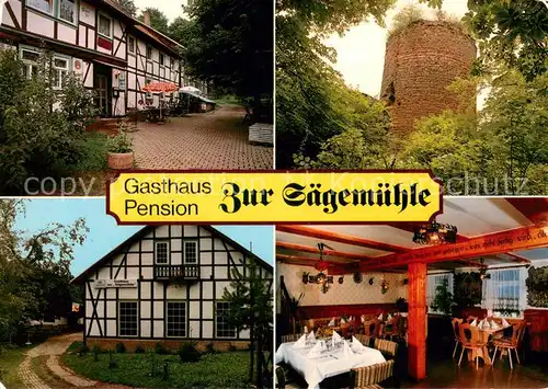 AK / Ansichtskarte Herrmannsacker Gasthaus Pension Zur Saegemuehle Ferienwohnungen Burgruine Ebersburg Herrmannsacker