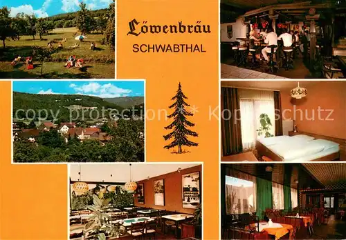 AK / Ansichtskarte Schwabthal Gasthof Pension Loewenbraeu Restaurant Bar Landschaftspanorama Schwabthal