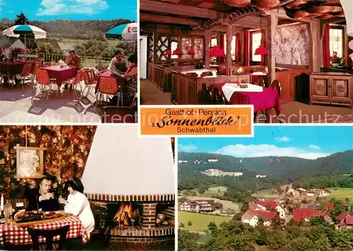 AK / Ansichtskarte Schwabthal Gasthof Pension Sonnenblick Restaurant Kamin Terrasse Panorama Schwabthal