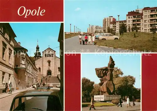 AK / Ansichtskarte Opole_Lubelskie Kosciol podominikanski Muzeum Slaska Opolskiego Osiedle Walki Mlodych Pomnik Bojownikow o Wolnosc Slaska Opolskiego Jan Borowczak Floriana Jesionows i konstruktora Tadeusza Gruchaly Opole_Lubelskie