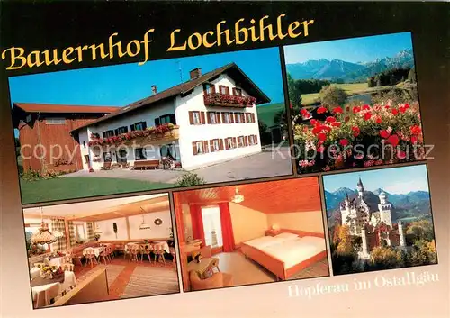 AK / Ansichtskarte Hopferau Bauernhof Lochbihler Gastraum Zimmer Schloss Neuschwanstein Hopferau