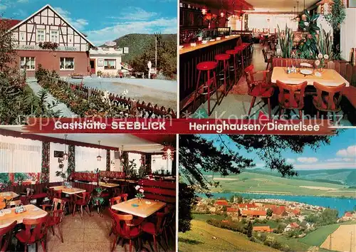 AK / Ansichtskarte Heringhausen_Waldeck Gaststaette Campingplatz Seeblick Panorama Luftkurort Naturpark Diemelsee Heringhausen Waldeck