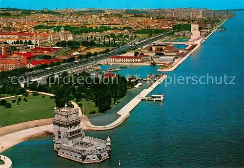 AK / Ansichtskarte Lisboa Torre de Belem Jeronimos e Infante Fliegeraufnahme Lisboa