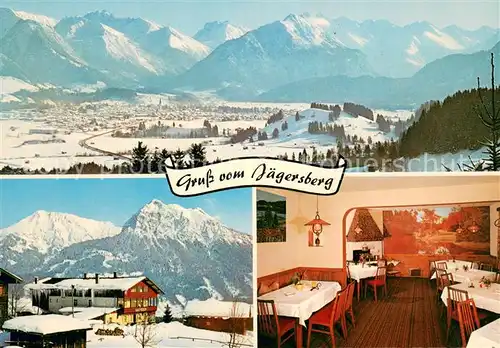 AK / Ansichtskarte Oberstdorf Panorama Hotel Pension Berggasthof Jaegersberg Gaststube Oberstdorf