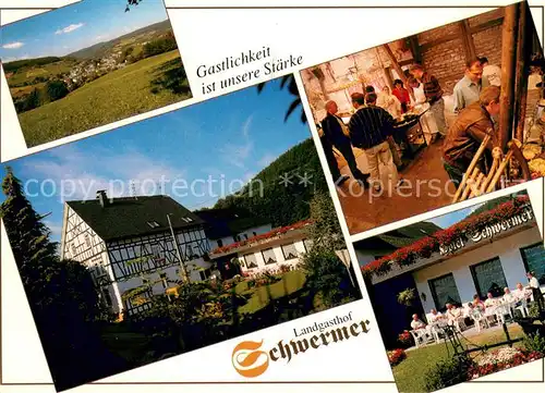 AK / Ansichtskarte Heinsberg_Westfalen Hotel Restaurant Landgasthof Schwermer Gaststube Terrasse Heinsberg_Westfalen