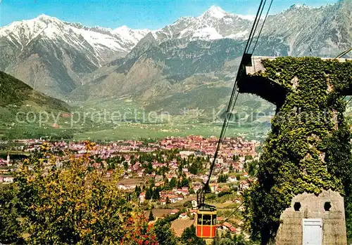 AK / Ansichtskarte Merano_Meran Panorama mit Seilbahn nach Hafling 