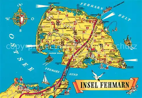 AK / Ansichtskarte Insel_Fehmarn Landkarte Ostseeinsel Insel Fehmarn