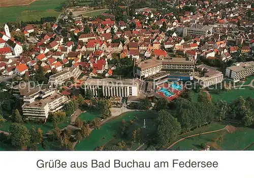 AK / Ansichtskarte Bad_Buchau_Federsee Rahaklinik Schloss Bad Buchau Federseeklinik mit Adelindis Therme und Kurzentrum Fliegeraufnahme Bad_Buchau_Federsee