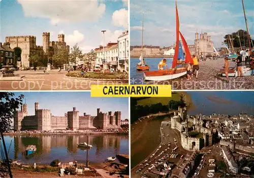 AK / Ansichtskarte Caernarvon Castle Square Yachting aerial view of the castle Caernarvon