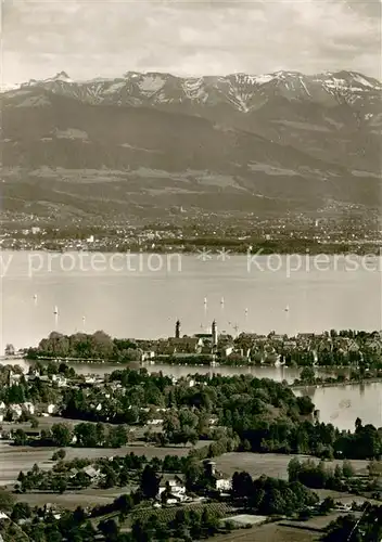 AK / Ansichtskarte Lindau_Bodensee Fliegeraufnahme mit Bregenz Mittagspitze und Guntenhaenge Lindau Bodensee