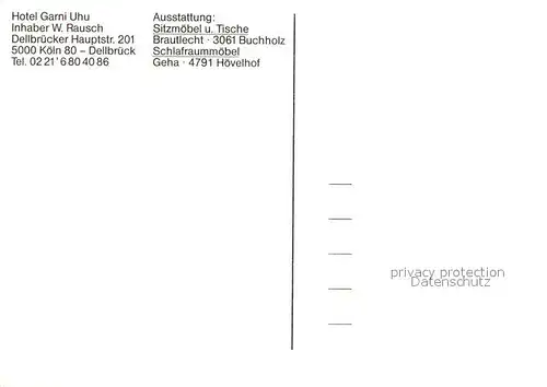 AK / Ansichtskarte Dellbrueck Hotel Garni Uhu Zimmer Gastraeume Dellbrueck