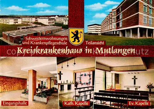 AK / Ansichtskarte Mutlangen Kreiskrankenhaus Schwesternheim Teilansicht Eingangshalle Kath Kapelle Ev Kapelle Mutlangen