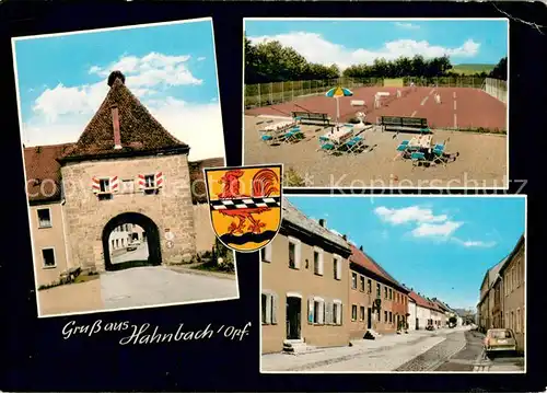 AK / Ansichtskarte Hahnbach_Oberpfalz Stadttor Tennisplatz Dorfstrasse Hahnbach Oberpfalz