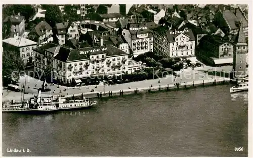 AK / Ansichtskarte Lindau_Bodensee Fliegeraufnahme mit Hotels Bayerischer Hof Seegarten Reutemann Lindau Bodensee