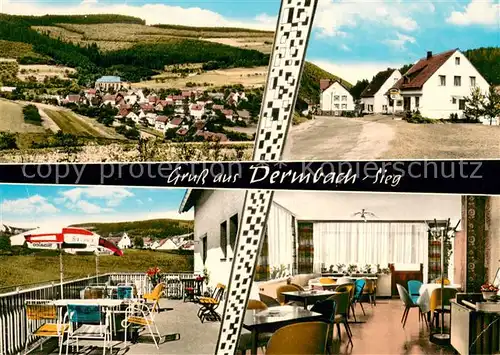 AK / Ansichtskarte Dermbach_Sieg Panorama Baeckerei Cafe Utsch Terrasse Gaststube Dermbach Sieg