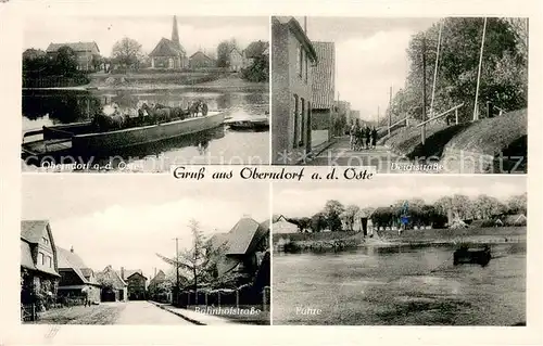 AK / Ansichtskarte Oberndorf_Oste Faehre Deichstrasse Bahnhofstrasse Oberndorf_Oste