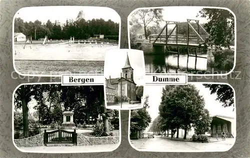 AK / Ansichtskarte Bergen_Dumme Schwimmbad Ziehbruecke Monument  Bergen Dumme