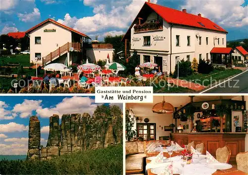 AK / Ansichtskarte Mittelndorf Gaststaette Pension Am Weinberg Landschaftspanorama Elbsandsteingebirge Mittelndorf