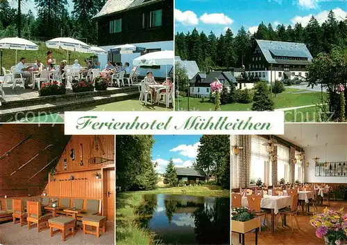 AK / Ansichtskarte Muehlleithen_Klingenthal Ferienhotel Restaurant Terrasse Teich Muehlleithen_Klingenthal