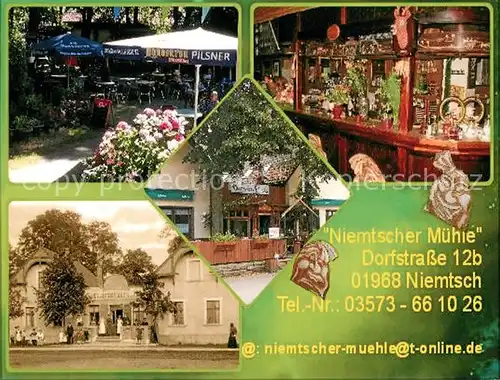 AK / Ansichtskarte Niemtsch Niemtscher Muehle Biergarten Theke Ansicht von "damals" Niemtsch