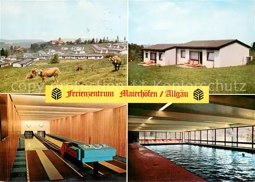 AK / Ansichtskarte Maierhoefen_Allgaeu Ferienzentrum Kegelbahn Hallenbad Viehweide Kuehe Maierhoefen Allgaeu