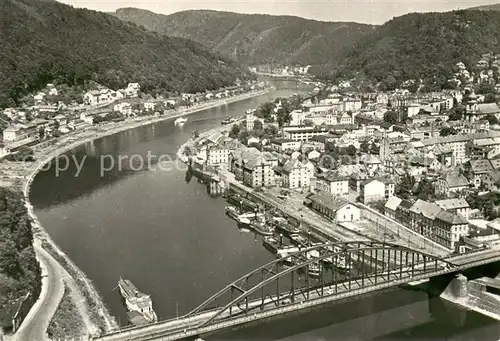 AK / Ansichtskarte Decin_Boehmen Dulezite stredisko a prekladiste a pristavem Fliegeraufnahme Decin Boehmen