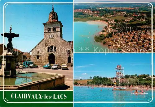 AK / Ansichtskarte Clairvaux les Lacs Place de l eglise Fontaine Camping Lac Plage Clairvaux les Lacs