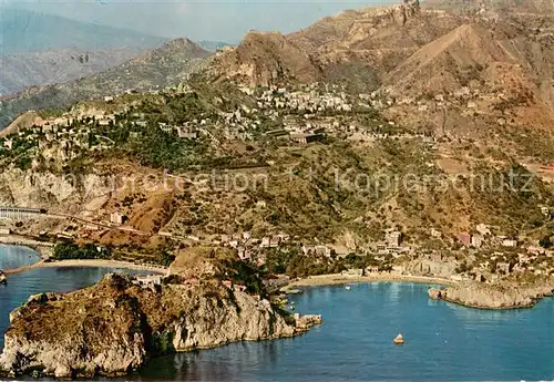 AK / Ansichtskarte Taormina_Sizilien Isola bella e Mazzaro veduta aerea Taormina Sizilien