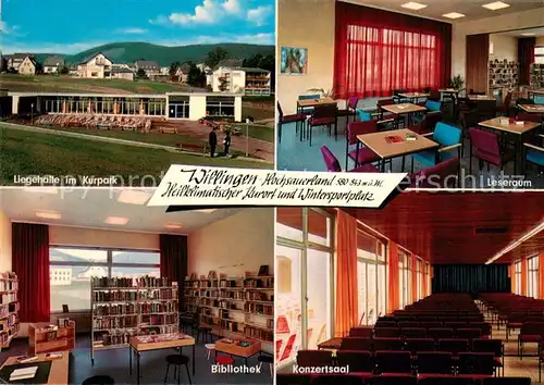 AK / Ansichtskarte Willingen_Sauerland Liegehalle im Kurpark Leseraum Bibliothek Konzertsaal Heilklimatischer Kurort und Wintersportplatz Willingen_Sauerland