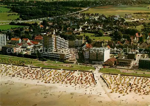 AK / Ansichtskarte Cuxhaven_Duhnen_Nordseebad Fliegeraufnahme Strand Cuxhaven_Duhnen