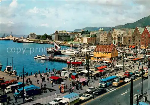 AK / Ansichtskarte Bergen_Norwegen Fisketorget med Vagen Bergen Norwegen