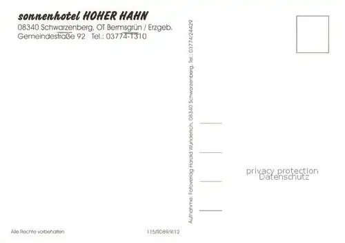 AK / Ansichtskarte Bermsgruen Sonnenhotel Hoher Hahn Winter im Erzgebirge Bermsgruen