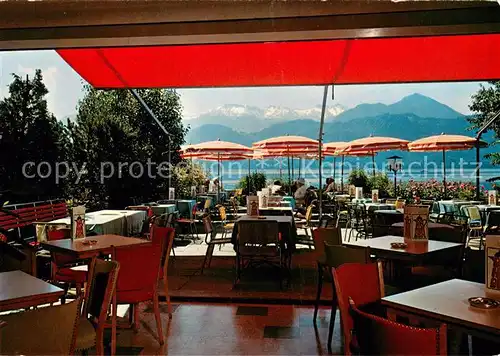 AK / Ansichtskarte Weggis_Vierwaldstaettersee Confiserie Tea Room Dahinden See und Alpenblick Weggis_Vierwaldstaettersee