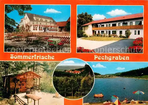 AK / Ansichtskarte Pechgraben Gasthof Pension Frankenwald Garten Panorama Seepartie Pechgraben