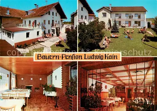 AK / Ansichtskarte Hellmannsberg_Waging_See Bauernpension Ludwig Kain Gastraeume Liegewiese Hellmannsberg_Waging_See