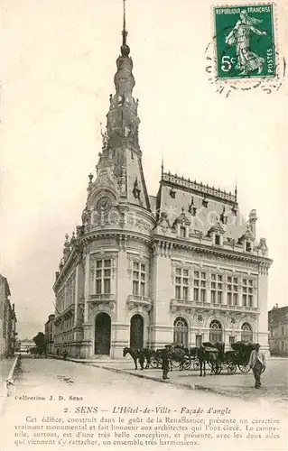 AK / Ansichtskarte Sens_Yonne Hotel de Ville facade d angle Sens_Yonne