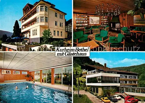 AK / Ansichtskarte Wildbad_Schwarzwald Haus Bethel Kurheim mit Gaestehaus Gastraum Hallenbad Wildbad_Schwarzwald