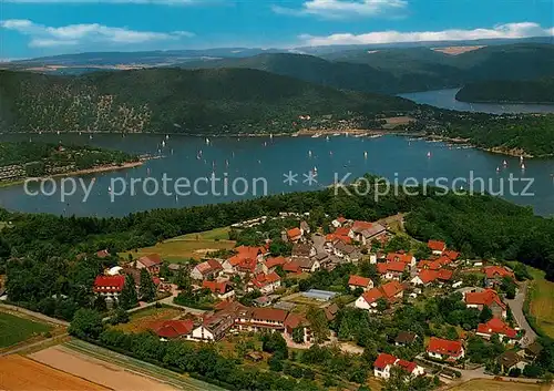 Bringhausen NDL Vegetarisches Seminar  und Gaestehaus Edersee Fliegeraufnahme Bringhausen