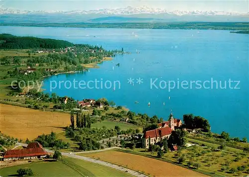 AK / Ansichtskarte Birnau Klosterkirche am Bodensee Alpenkette Original Fliegeraufnahme Birnau